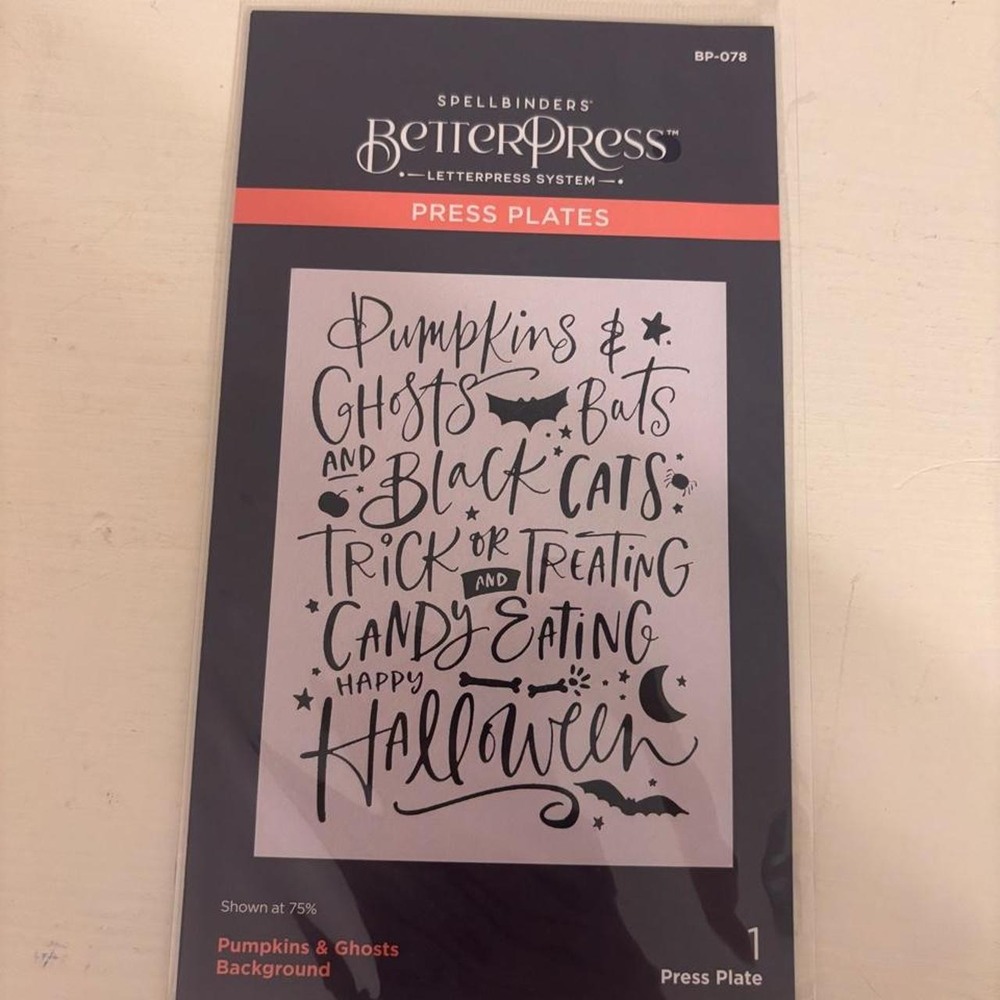 Spellbinders BetterPress Halloween Pumpkins & Ghosts Press Plate BP-078 Silver